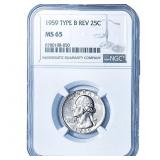 1959 Washington Silver Quarter NGC MS65 Type B Rev