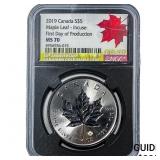 2019 Canada 1oz Silver $5-Maple Leaf Incuse  MS70