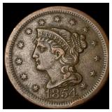 1854 Braided Hair Large Cent NEARLY UNCIRCULATED