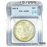 1897-S Morgan Silver Dollar ICG AU58