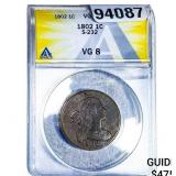 1802 Draped Bust Large Cent ANACS VG8 S-232