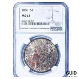 1886 Morgan Silver Dollar NGC MS63