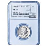 1959 Washington Silver Quarter NGC MS65 Type B Rev