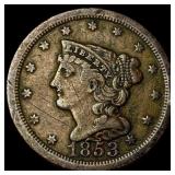 1853 Braided Hair Half Cent LIGHTLY  CIRCULATED