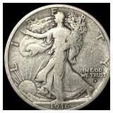 1916-D Walking Liberty Half Dollar LIGHTLY CIRCULA