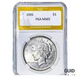 1935 Silver Peace Dollar PGA MS65
