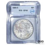 1889-O Morgan Silver Dollar ICG EF45