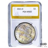 1921-D Morgan Silver Dollar PGA MS65