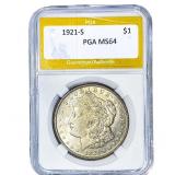 1921-S Morgan Silver Dollar PGA MS64