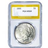 1935 Silver Peace Dollar PGA MS64