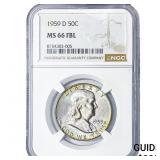 1959-D Franklin Half Dollar NGC MS66 FBL