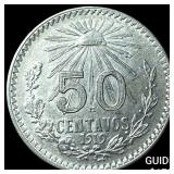 1919 Mexico Silver 50 Centavos