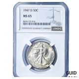 1947-D Walking Liberty Half Dollar NGC MS65