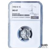 1943-D Wheat Cent NGC MS67