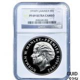 1976FM Jamaica Silver $5 NGC PF69 Ultra Cameo