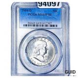 1954-D Franklin Half Dollar PCGS MS64 FBL