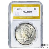 1935 Silver Peace Dollar PGA MS65