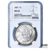 1887 Morgan Silver Dollar NGC MS64