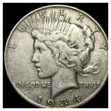 1934 Peace Silver Dollar NEARLY UNCIRCULATED