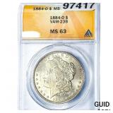 1884-O Morgan Silver Dollar ANACS MS63