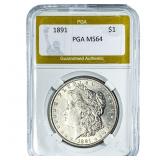 1891 Morgan Silver Dollar PGA MS64