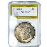1883-O Morgan Silver Dollar PGA MS67+