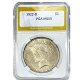 1922-D Silver Peace Dollar PGA MS65
