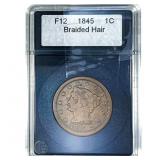 1845 Braided Hair Large Cent  F12