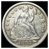1853 Arrows Seated Liberty Dime CLOSELY UNCIRCULAT
