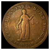 Leslie & Sons Halfpenny Token Canada 1830s. LIGHTL