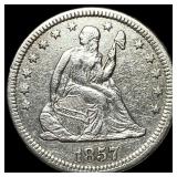 1857-O Silver Seated Liberty Quarter CLOSELY UNCIR