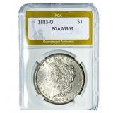 1883-O Morgan Silver Dollar PGA MS63