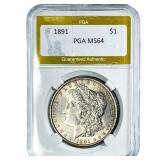 1891 Morgan Silver Dollar PGA MS64