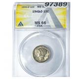1943-D Mercury Silver Dime ANACS MS66 FSB