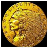1908 Indian Head Gold $2.50 Quarter Eagle CHOICE A