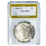 1882-CC Morgan Silver Dollar PGA MS65