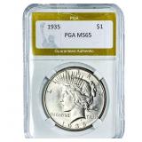 1935 Silver Peace Dollar PGA MS65