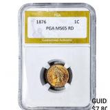 1876 Indian Head Cent PGA MS65 RD