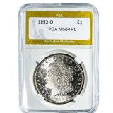 1882-O Morgan Silver Dollar PGA MS64 PL