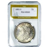 1881-S Morgan Silver Dollar PGA MS65