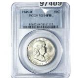 1948-D Franklin Half Dollar PCGS MS64 FBL