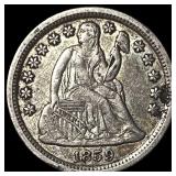 1859-O Silver Seated Liberty Dime CLOSELY UNCIRCUL