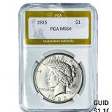 1935 Silver Peace Dollar PGA MS64