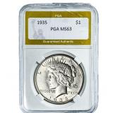 1935 Silver Peace Dollar PGA MS63