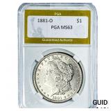 1881-O Morgan Silver Dollar PGA MS63