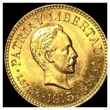 1915 Cuba Gold 1 Peso GEM BU