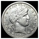 1902-S Silver Barber Quarter CHOICE AU