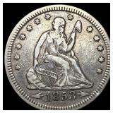 1853 Arrows Seated Liberty Quarter NEARLY UNCIRCUL