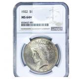 1922 Silver Peace Dollar NGC MS64+