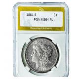 1881-S Morgan Silver Dollar PGA MS64 PL